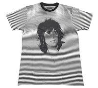 Rolling Stones Keith - Maglietta Ufficiale a Righe, Unisex, Colore: Bianco e Nero, Bianco, L