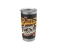 Rolling Through The Decades Scritta Retrò Anni 70 Bicchiere termico in acciaio inox doppia parete