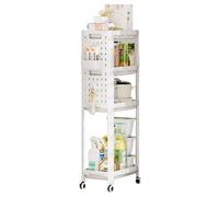 Rolling Utility Cart, Multi Tier Storage Organizer, Space Saving Shelf with Wheels, Mobile Compact Carrier for Kitchen Supplies Bathroom Items workplace Pantry Retail Display 41,33 x 50,78 Inches