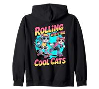 Rolling with The Cool Cats Skater Roller Skater felino Felpa con Cappuccio