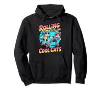 Rolling with The Cool Cats Skater Roller Skater felino Felpa con Cappuccio