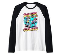 Rolling with The Cool Cats Skater Roller Skater felino Maglia con Maniche Raglan