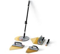 ROLLINGDOG Kit di levigatura da parete, 6 pezzi di carta vetrata a rete ossidata (2 pezzi per ogni grana 80, 120, 240) con asta di estensione, per pulizia e lucidatura delle pareti angolari