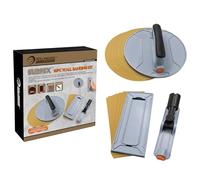 ROLLINGDOG Set di levigatrici a palo, levigatrice radiale, levigatrice rettangolare, con 12 pezzi di carta vetrata a rete di ossido (2 pezzi ogni grana 80, 120, 240) per legno, pulizia e lucidatura