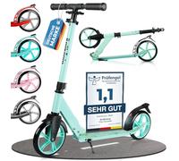 Rollkönig ® Scooter per bambini da 5 anni I Il monopattino pieghevole da città con ruote grandi I Monopattino a pedali per adulti con capacità di carico fino a 100 kg