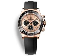 RollsTimi Orologio da uomo mostra data code, orologio da polso sportivo impermeabile in stile business in vetro zaffiro antigraffio cinturino staccabile sintetico. (Oro)