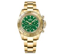 RollsTimi RT137 Orologio da uomo automatico in acciaio inossidabile impermeabile multifunzionale casual business orologi da uomo moda sport cronografo lente zaffiro (Verde oro RT137)