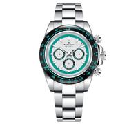 RollsTimi RT137 Orologio da uomo automatico in acciaio inossidabile impermeabile multifunzionale casual business orologi da uomo moda sport cronografo lente zaffiro (Argento Nero RT137)