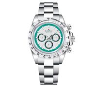 RollsTimi RT137 Orologio da uomo automatico in acciaio inossidabile impermeabile multifunzionale casual business orologi da uomo moda sport cronografo lente zaffiro (Bianco Argento RT137)