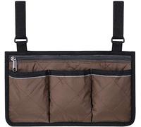 Rollstuhl Tasche Sichere Aufbewahrungstasche Rollstuhl Seitentasche Scooter Armlehne Seitentasche Aufhängetasche Aufbewahrungsorganisator Für Bettgitter, Roller, Walker Scrollrad(32x18cm,Braun)