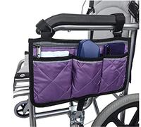 Rollstuhl Tasche Sichere Aufbewahrungstasche Rollstuhl Seitentasche Scooter Armlehne Seitentasche Aufhängetasche Aufbewahrungsorganisator Für Bettgitter, Roller, Walker Scrollrad (32x18cm,Lila)