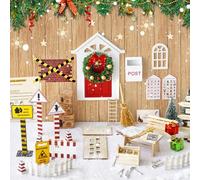 ROLLWAY 80 pezzi in miniatura gnomo set di accessori per porta gnomo, set completo di accessori per porta gnomo di Natale, per porte complete, in legno, decorazione natalizia, porta gnomo (bianco +