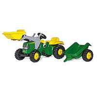 Rollykid John Deere Ride Su Pedale Trattore + Anteriore Caricatore + Kid Trailer