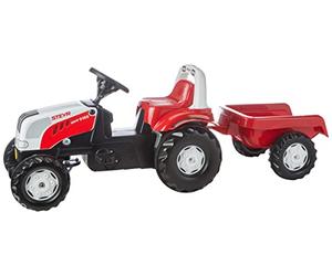 Rolly Toys 12510 - Trattore a Pedali Kid Steyr 6190 CVT, con Roll Bar e Rimorchio