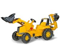 Rolly Toys- Caterpillar Veicolo a Pedali Cat Backhoe con Ruspa Junior e Escavatore Posteriore, 813001