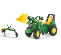 Rolly Toys RollyFarmtrac John Deere con caricamento frontale e escavatore posteriore (set da 2 pezzi, con veicolo a pedale per bambini dai tre anni in su, escavatore posteriore con funzione di