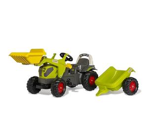 Rolly Toys RollyKid CLAAS AXOS 240 trattore a pedale con rimorchio + caricamento frontale (per bambini da 2,5 a 5 anni, tensione della catena regolabile, attacco posteriore) 02 516 9