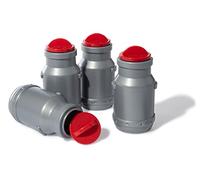 Rolly Toys 409389 rollyMilk - Set di 4 caraffe per il latte per trattore a pedale, con scomparto per il trasporto (riempibili, coperchio rimovibile)