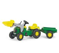 Rollykid John Deere Ride Su Pedale Trattore + Anteriore Caricatore + Kid Trailer