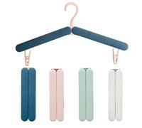 ROLMZJX 4 pezzi grucce pieghevoli,Grucce da viaggio con Clip,Appendiabiti Portatili Plastica,grucce salvaspazio per viaggi, attività all'aperto, campeggio（Bianco, Rosa, Blu, Verde）