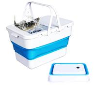 ROLMZJX Secchio da pesca, pieghevole da 13 l, con coperchio richiudibile, contenitore multifunzione per esche da pesca vive, secchio d'acqua portatile per la pesca per tutti i tipi di veicoli (blu)
