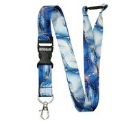 ROLSELEY Cordino da collo in marmo con clip in metallo staccabile e apertura di sicurezza per porta badge e pass per l'uso quotidiano in ufficio, scuola, eventi, idea regalo per ufficio, motivo marmo