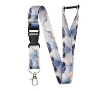 ROLSELEY Cordino da collo in marmo con clip in metallo staccabile e apertura di sicurezza per porta badge e pass per l'uso quotidiano in ufficio, scuola, eventi, idea regalo per ufficio, 4 motivi di