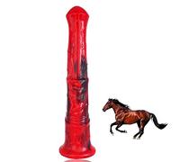 Roluck Giocattolo Sessuale per Uomini e Donne, Dildo Anale Extra Lungo da 27 cm, Stimolatore G-Spot, Dildo a Forma di Cavallo, Massaggiatore Prostatico (Rosso + Nero)