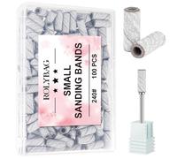 Rolybag 100 piccoli nastri abrasivi per unghie, 240 punte per trapano a grana estremamente fine, con punta mandrino da 3,1 mm, per unghie acriliche, gel, rimozione, modellatura, manicure e pedicure