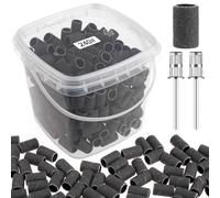 Rolybag Fasce abrasive per trapano per unghie, grana 240, 200 fasce abrasive professionali nere e 2 punte per trapano per unghie per manicure e pedicure