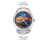 Roma al tramonto, orologio da polso al quarzo, in acciaio inox, con numeri arabi, per uomo e donna, Stile:, regular, MHXYZHW