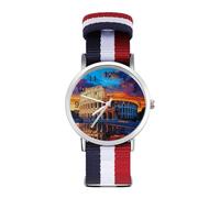 Roma al tramonto, orologio da polso personalizzato al quarzo con numeri arabi, con cinturino regolabile per uomo e donna