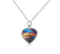 Roma al tramonto Pittura Collana Urna Personalizzata per Ceneri di Animali Domestici Carino Pet Memorial Ciondolo Gioielli Regali per Cane Gatto