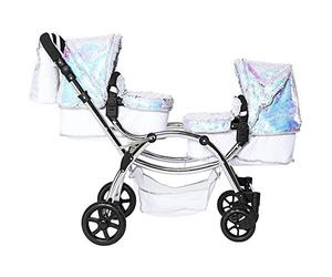 Roma Amy Childs Polly Sparkle Double Twin Dolls Pram 2 in 1 Stroller & Carry COT - Mermaid 3-16 Years