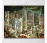 Roma Antica Giovanni Paolo Pannini, gpp2 Quadro Stampato su Tela Fine Art, Intelaiato Pronto da Appendere, assemblato a Mano, 75x60 cm