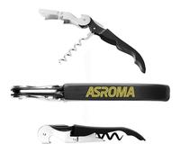 Roma Cavatappi Professionale, Apribottiglie in Acciaio, Manico Nero con Logo Dorato