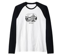 Roma - Città eterna Motivo Silhouette Maglia con Maniche Raglan