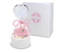 Roma clessidra mongolfiera rosa bimba c/led dm.6 h.13 scatola regalo bomboniera