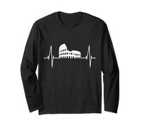 Roma Colosseo Bandiera Italia Rome Battito Cardiaco Amo Roma Maglia a Manica