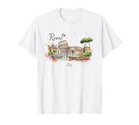 Roma Colosseo Bandiera Italiana Art Vintage Viaggio Souvenir Maglietta