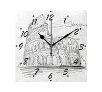 Roma Colosseo Orologi da parete Orologio a batteria silenzioso senza ticchettio Decorativo per la casa Orologio quadrato in acrilico 2020 cm Cucina Camera da letto Soggiorno Aula Orologio da pa