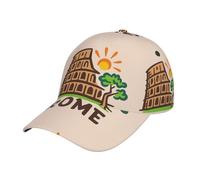 Roma Colosseo Tree Sun Lands Print Cappellini da baseball da uomo, cappello da camionista regolabile, cappello a coda di cavallo da donna, berretto da baseball sportivo nero