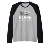 Roma Coordinates Colosseo Minimalist Italy Souvenir novità Maglia con Maniche Raglan