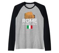 Roma Coordinates Colosseo Minimalist Italy Souvenir novità Maglia con Maniche Raglan