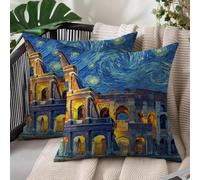 Roma Copricuscini Divano Cielo Stellato Federe Cuscini Divano 55 x 55 cm Federe Cuscini Impermeabile Set di 2 Pezzi, Stampa Doppia Faccia Comodità Traspirant per Camera, Terrazza, Giardino L#1421