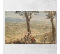 Roma da Monte Mario Joseph Mallord William Turner, jwt96 Quadro Stampato su Tela Fine Art, Intelaiato Pronto da Appendere, Alta qualità, 50x30 cm
