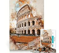 Roma in acquerello - Puzzle da 1000 pezzi per adolescenti - Rafforza la memoria, divertimento rilassante, bordi di qualità, (38x52cm)