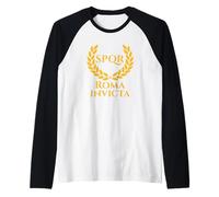 Roma Invicta SPQR Roma Classica Storia Romana Antica Maglia con Maniche Raglan