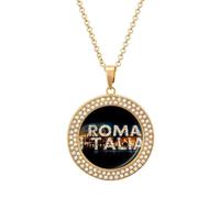 ROMA ITALIA Collana con ciondolo personalizzato da donna con diamanti rotondi gioielli regali per uomo compleanno, Misura unica, Metallo