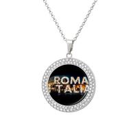 ROMA ITALIA Collana con ciondolo personalizzato da donna con diamanti rotondi gioielli regali per uomo compleanno, Misura unica, Metallo